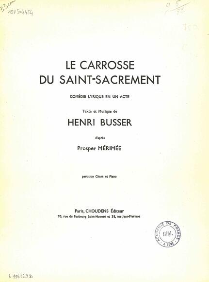 Le Carosse du Saint-Sacrement (Henri Busser)