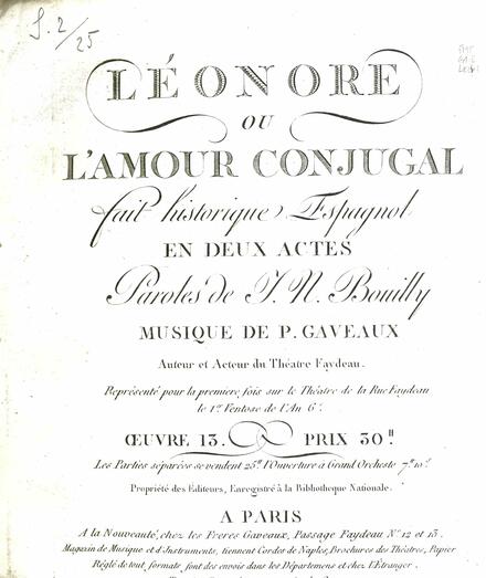 Léonore ou L'Amour conjugal (Bouilly / Gaveaux)
