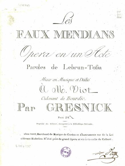 Les Faux Mendians (Lebrun-Tossa / Gresnick)