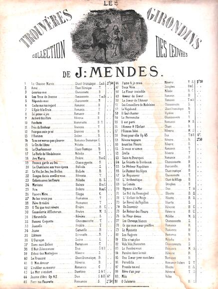 Les Trouvères girondins. Collection des œuvres de J. Mendes