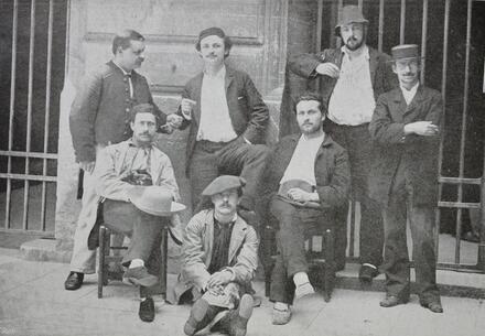 Les concurrents pour le concours de Rome au château de Compiègne en 1885