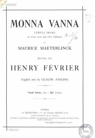 Monna Vanna (Maeterlinck / Février)