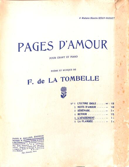 Pages d'amour pour chant et piano (La Tombelle)