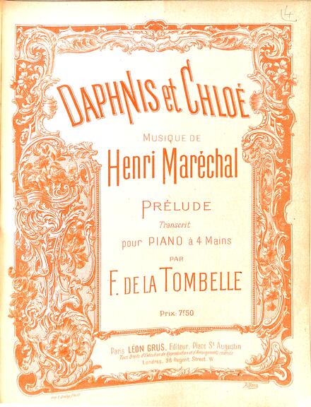 Prélude de Daphnis et Chloé d'Henri Maréchal transcrit pour piano à 4 mains (La Tombelle)