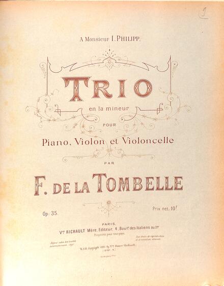 Trio en la mineur pour piano, violon et violoncelle (La Tombelle)