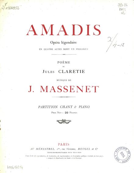 Amadis (Claretie / Massenet)