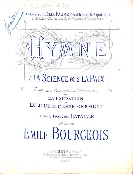 Hymne à la science et à la paix (Bataille / Bourgeois)