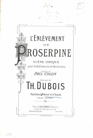 L'Enlèvement de Proserpine (Collin / Dubois)