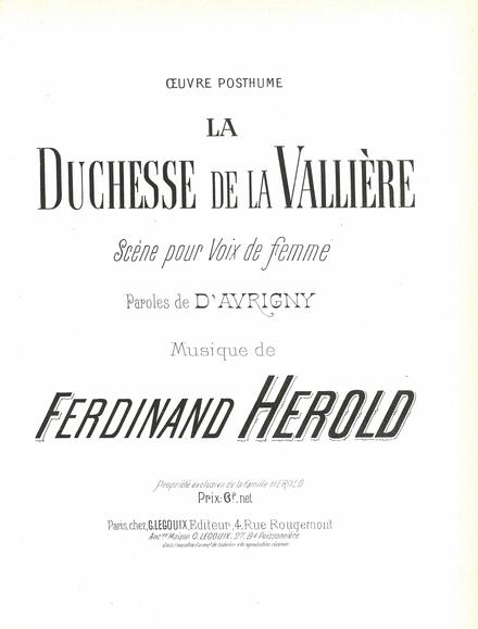 La Duchesse de La Vallière (Avrigny / Hérold)