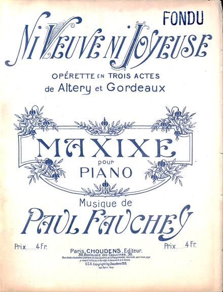 Maxixe pour piano extrait de Ni veuve ni joyeuse (Fauchey)
