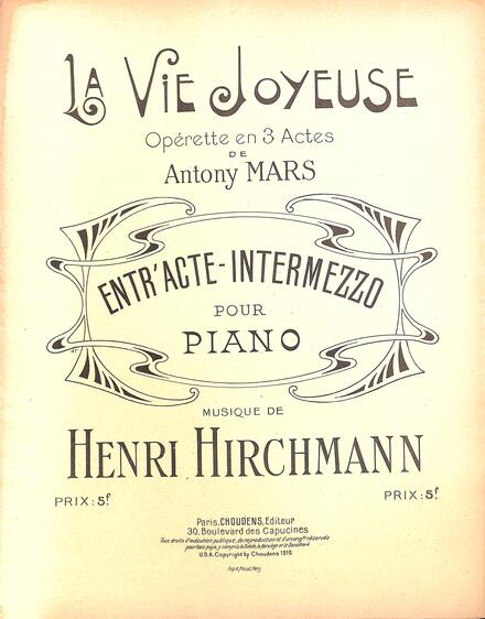 Entr'acte-Intermezzo de La Vie joyeuse (Hirschmann)