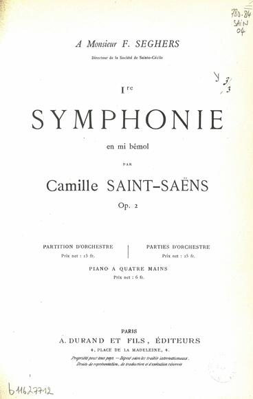Symphonie n° 1 en mi bémol majeur op. 2 (Camille Saint-Saëns)