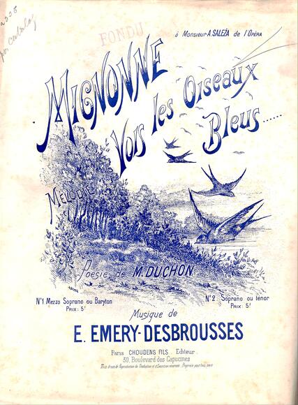 Mignonne vois les oiseaux bleus (Duchon / Emery-Desbrousses)