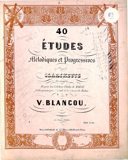 40 Étude mélodiques et progressives pour la clarinette (Blancou)