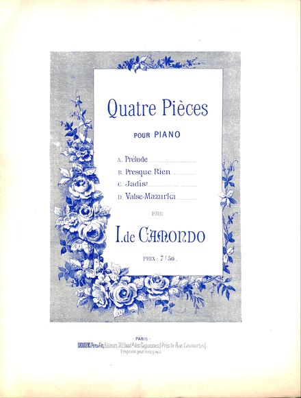 Quatre Pièces pour piano (Camondo)