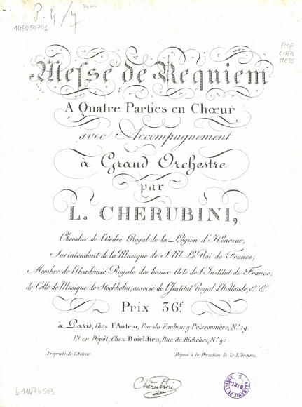 Requiem n° 1 en ut mineur « à la mémoire de Louis XVI » (Luigi Cherubini)