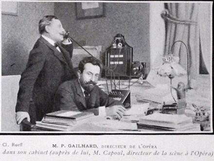 Pedro Gailhard et Victor Capoul dans le bureau directorial de l'Opéra