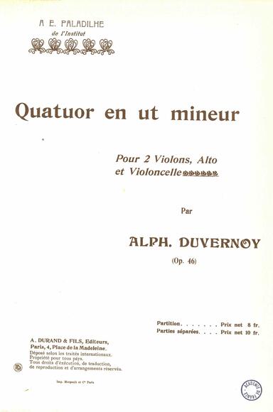 Quatuor à cordes en ut mineur op. 46 (Alphonse Duvernoy)