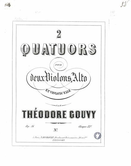 Quatuors à cordes n° 1 et n° 2 op. 16 (Théodore Gouvy)