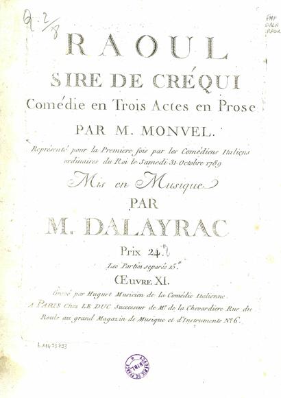 Raoul, sire de Créqui (Boutet de Monvel / Dalayrac)