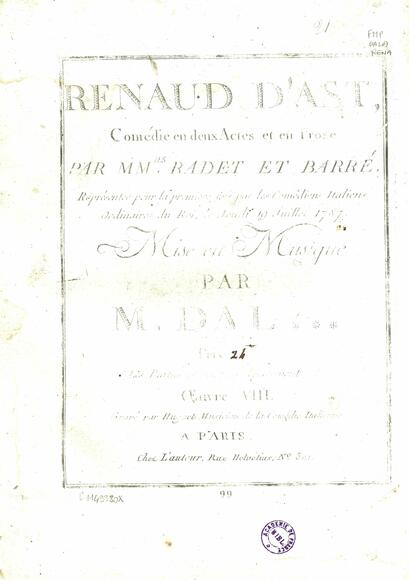 Renaud d'Ast (Barré & Radet / Dalayrac)