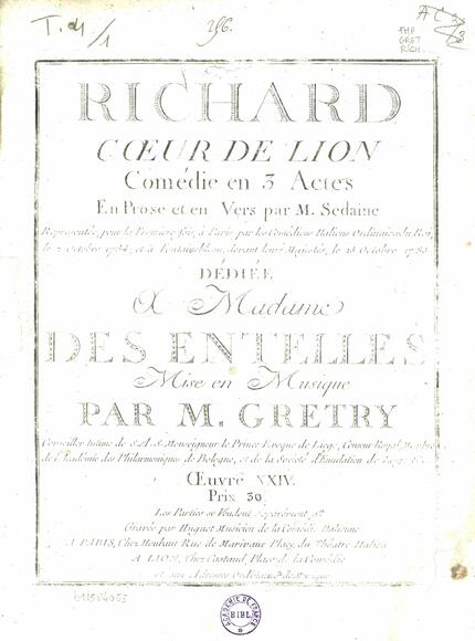 Richard Coeur-de-lion (Sedaine / Grétry)