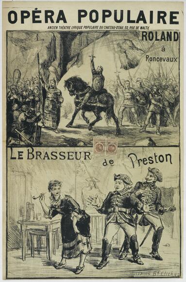 Roland à Roncevaux et Le Brasseur de Preston à l'Opéra populaire (affiche d'Hix)