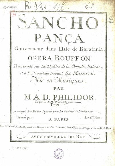 Sancho Pança dans son isle (Poinsinet / Philidor)