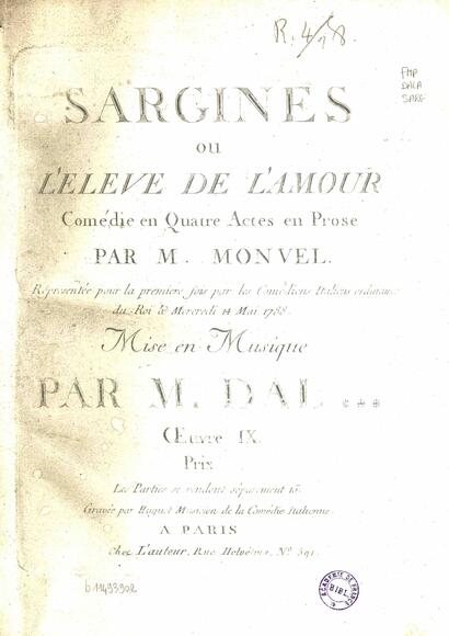 Sargines (Boutet de Monvel / Dalayrac)