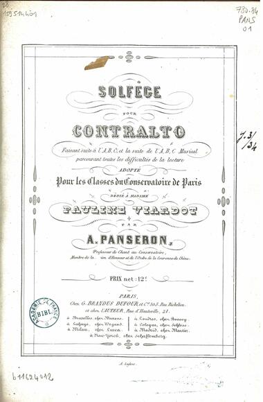 Solfège pour contralto (Auguste Panseron)