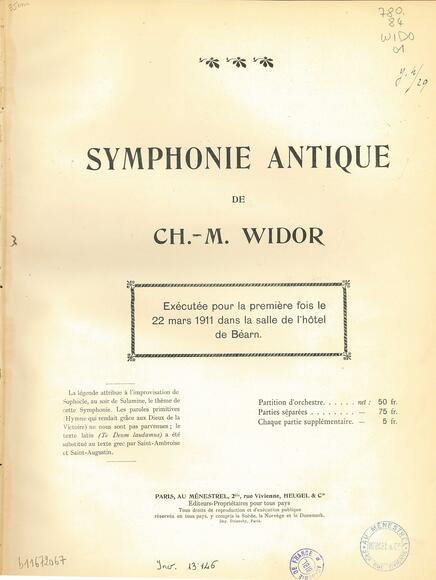 Symphonie antique avec choeurs op. 83 (Charles-Marie Widor)
