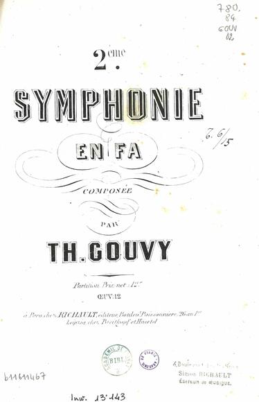 Symphonie n° 2 en en fa majeur op. 12 (Théodore Gouvy)