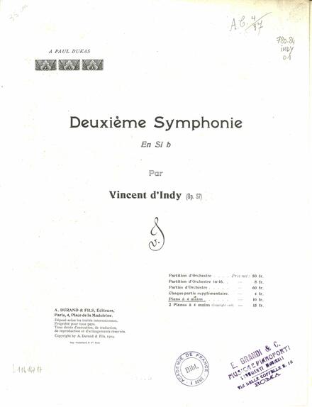 Symphonie n° 2 en si bémol op. 57 (Vincent d'Indy)