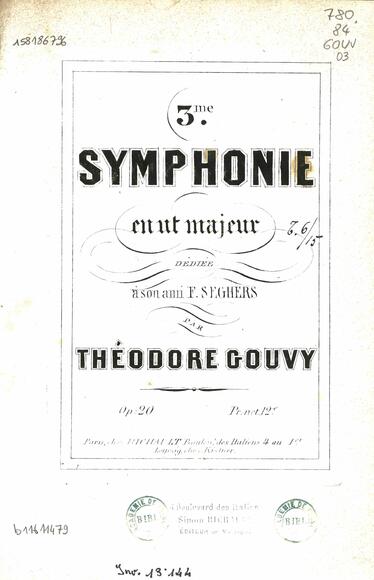 Symphonie n° 3 en ut majeur op. 20 (Théodore Gouvy)