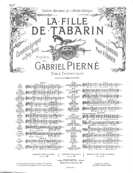 La Fille de Tabarin (Sardou & Ferrier / Pierné)