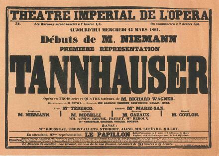 Tannhäuser, affiche pour la première représentation (Opéra de Paris)