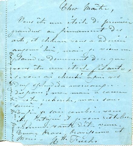 Télégramme d'Henrietta Fuchs à Martin-Pierre Marsick