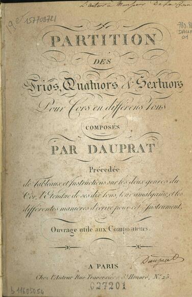 Trios, quatuors et sextuors pour cors en différens tons (Louis-François Dauprat)