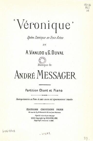 Véronique (Vanloo & Duval / Messager)