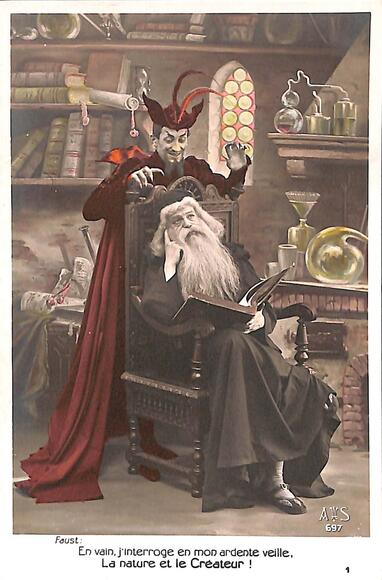 Carte postale d'une scène de Faust (Gounod)