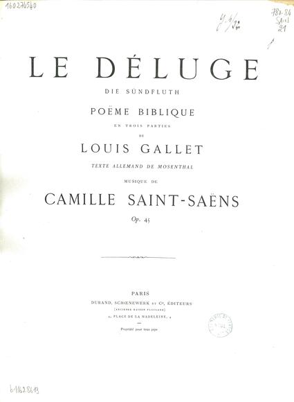 Le Déluge (Gallet / Saint-Saëns)
