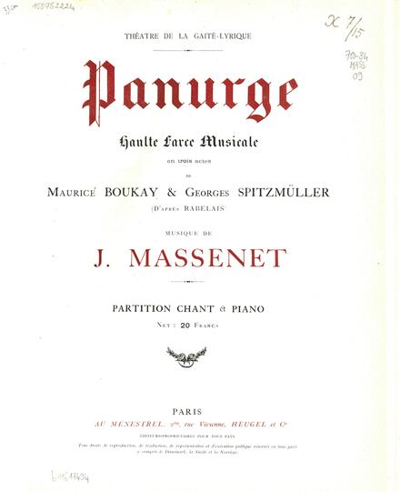 Panurge (Boukay & Spitzmüller / Massenet)
