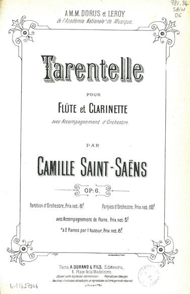 Tarentelle pour flûte et clarinette (Camille Saint-Saëns)