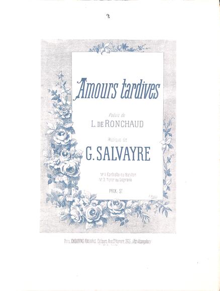 Amours tardives (Ronchaud / Salvayre)
