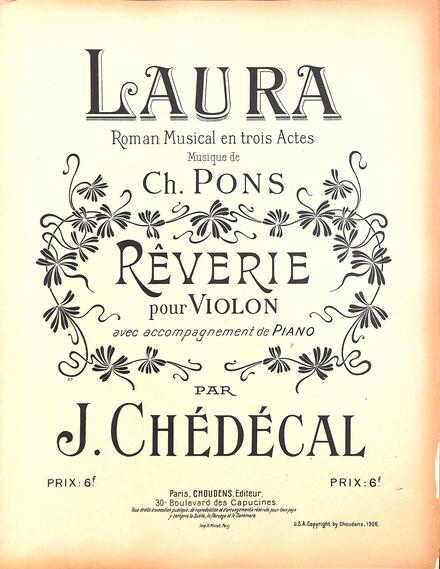 Rêverie pour violon d'après Laura de Pons (Chédécal)