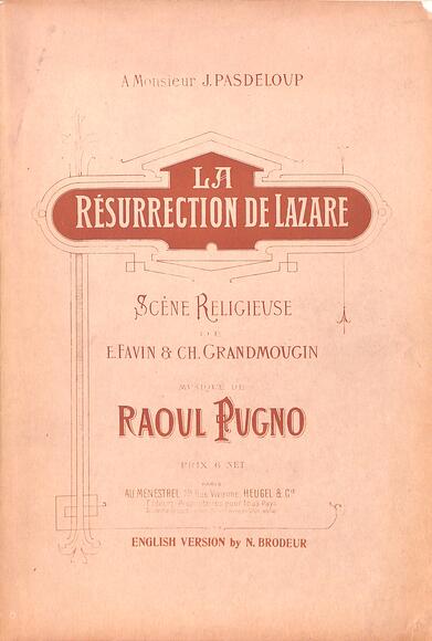 La Résurrection de Lazare (Favin & Grandmougin / Pugno)