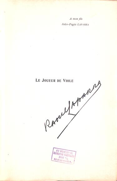 Le Joueur de viole (Raoul Laparra) signée par l'auteur