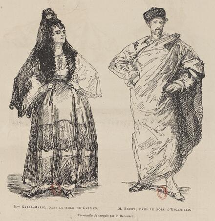 Mme Galli-Marié et M. Bouhy dans Carmen (par Renouard)